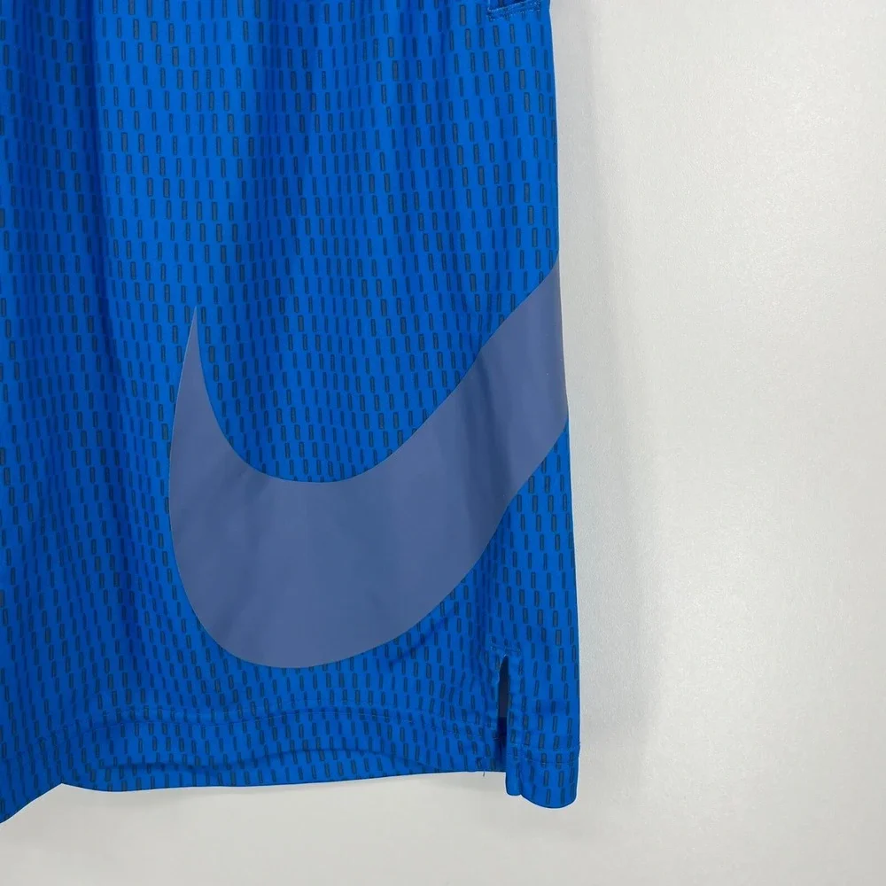 Nike Mens Dri-FIT Basketball Shorts Blue Graphic Swoosh 848790-435 Small